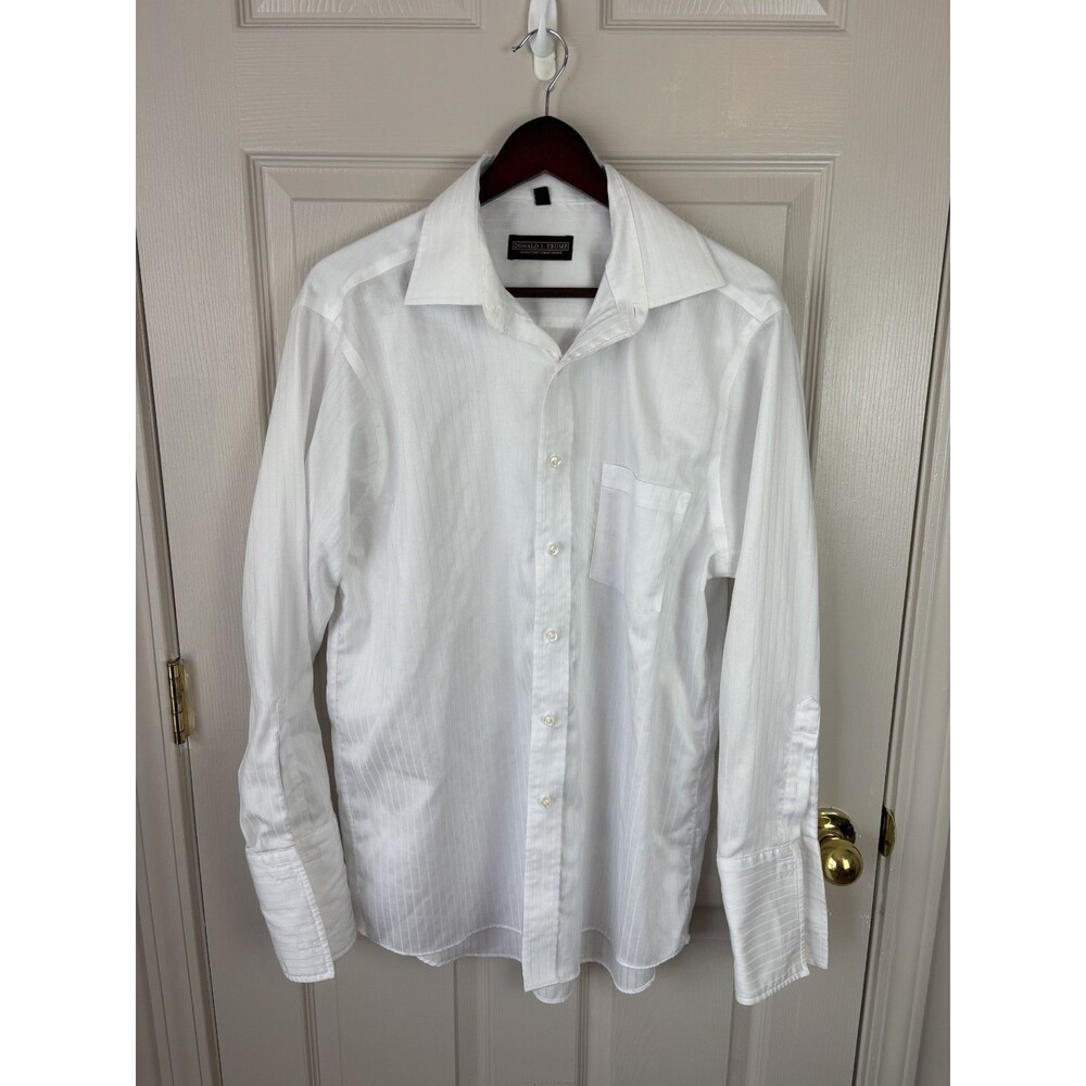 Donald Trump Collection White Button Down Dress Shirt Formal 16.5 32/33